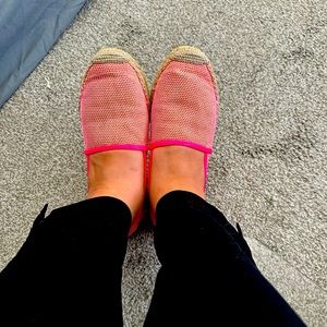 STELLA MCCARTNEY
Neon Pink/Green Mesh Espadrille Flats Size 7.5